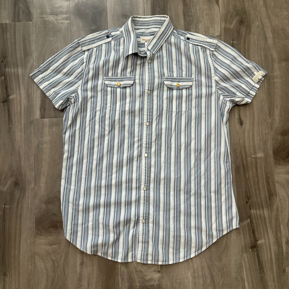Diesel Project 78 Striped Western Snap Button Shirt Men's XL Blue White